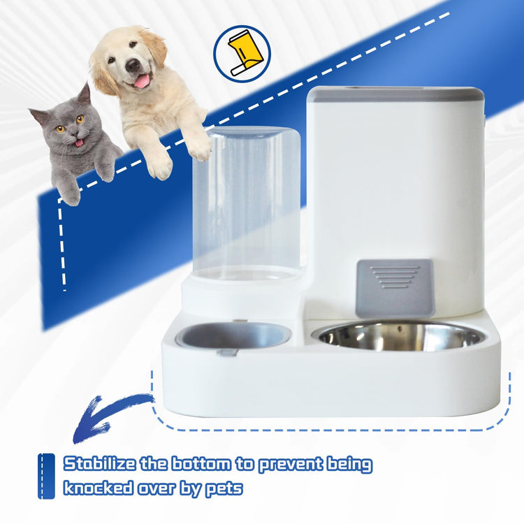 2 in 1 Automatic Cat Feeder & Water Dispenser,Gravity Pet Feeder Stainless Steel Food Water Bowl All-in-One Large Capacity Self Feeding for Cats Dogs Small Medium Pets(Green)
