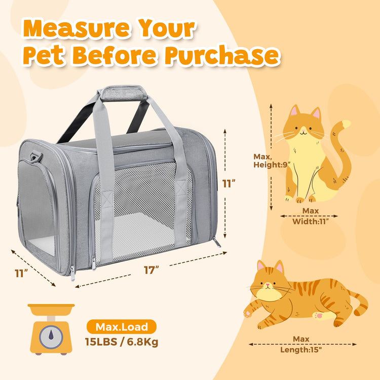 Cat Carrier Soft for Pets Up to 15 Lbs, Cat Travel Bag Soft-Sided with Padded Shoulder Strap, Pet Dog Carriers for Small Dogs Travel Puppy Carry Airline Approved, Pink