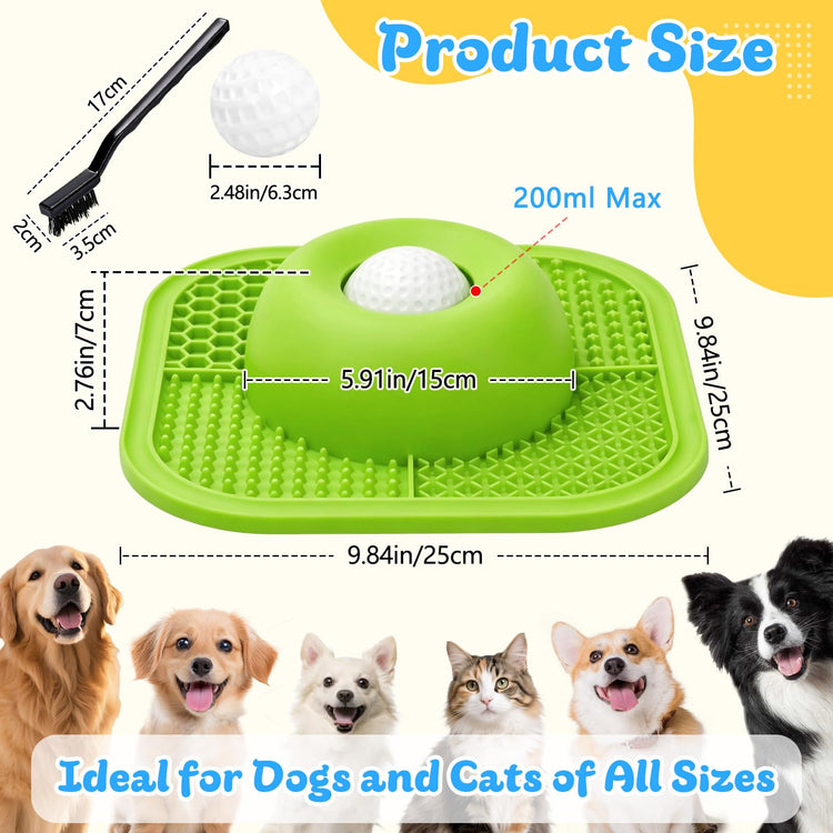 Slow Feeder Dog Bowls & Lick Mat for Liquid and Thick Treat, Anti-Slip Dog Lick Bowl with Interactive Rolling Ball, 5/6 Cup Pup Licking Toy for Large Medium Small Dogs and Cats Blue
