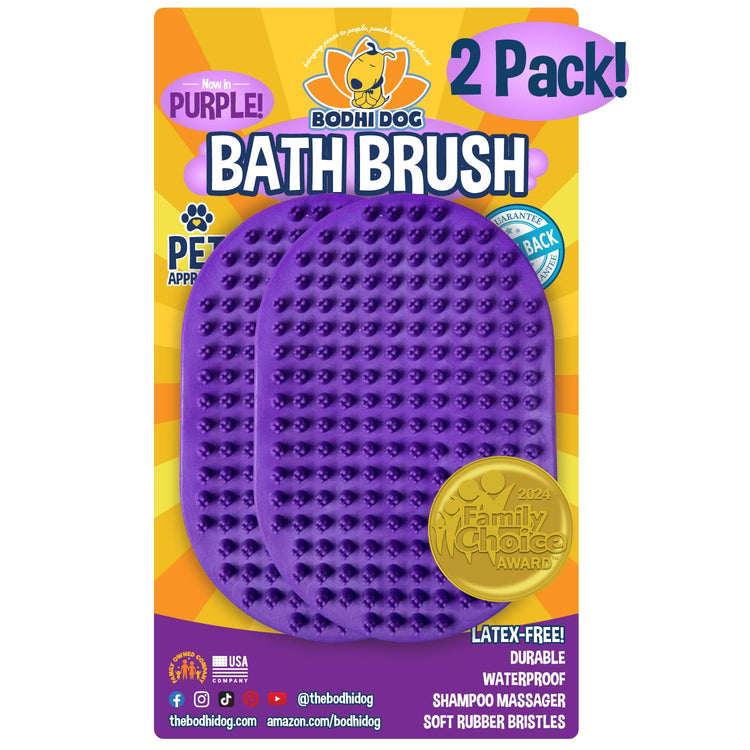 Bodhi Dog Shampoo Brush - Pet Grooming & Bath Supplies for Dogs and Cats - Bath Brush for Long & Short Hair - Premium Scrubber for Shower, Bathing & Massage (One Pack, Silver Glitter)