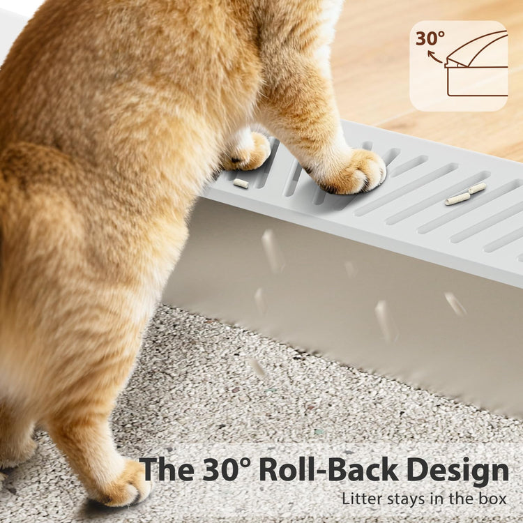 2 Pack Stainless Steel Litter Box for Kitty | Metal Kitty Litter Box with Lid High Sided for Small Cats or Injured Cats, Bunny Litter Boxes, Low Entry, Odor-Free, Non-Stick,Includes Scoop