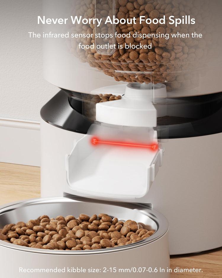 PETLIBRO Automatic Cat Feeder, Automatic Dog Food Dispenser with Freshness Preservation, 5L Timed Pet Feeders for Dry Food, Up to 6 Meals Per Day, Granary 5L Basic Button Type White