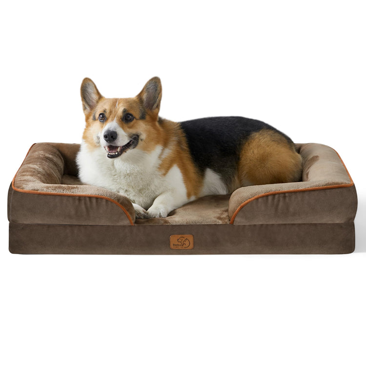 Bedsure Orthopedic Dog Bed Medium Size Dogs - Washable Small Medium Dog Cat Bed Waterproof, Comfort Cats Couch Sofa with Washable Removable Cover, Pets Bed with Nonskid Bottom, Grey, 28"