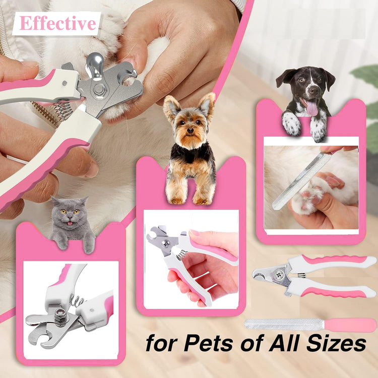 7pcs Pet Grooming Kit, Self-Cleaning Brush Shedding Kit with Nail Clipper, Flea Comb, Shampoo Bath Brush, Finger Toothbrush, Storage Bag (Blue)