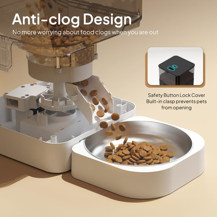 VOLUAS Automatic Cat Feeders - Timed Pet Feeder for Cats and Dogs with Dry Food Dispenser, Desiccant Bag, Programmable Portion Control, 4 Daily Meals, 10s Voice Recorder