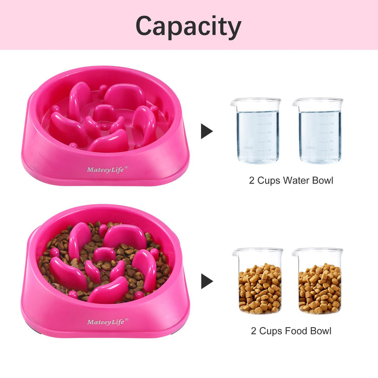 MateeyLife Slow Feeder Dog Bowls 2PCS, Anti-Choking Puzzle Dog Food Bowls, Anti-Slip Interactive Feeding Slow Down Eating, Bloat Stop Maze Dishes for Medium Breeds
