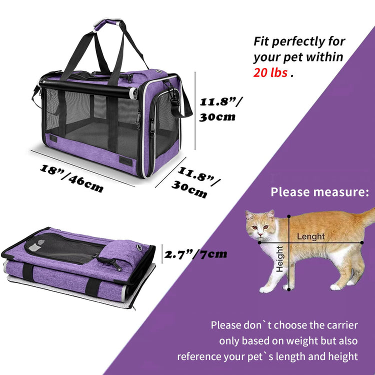 GAPZER Pet Carrier for Large Cats, Soft-Sided Cat Carrier for Medium Big Cats and Puppy up to 20lbs, Washable Dog Carrier Privacy Protection for Home Outdoor Travel