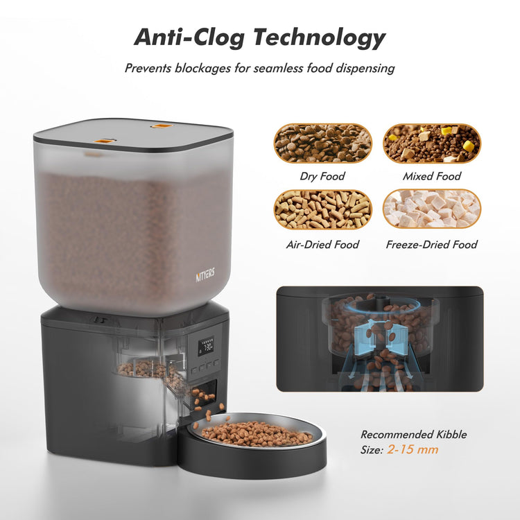 Automatic Dog Feeder - 8L/34 Cups Large Capacity Automatic Cat Food Dispenser with LCD Screen, Large Food Tray, Battery Operated, Timed Cat Feeder, Up to 50 Portions 6 Meals Per Day, Keeps Fresh