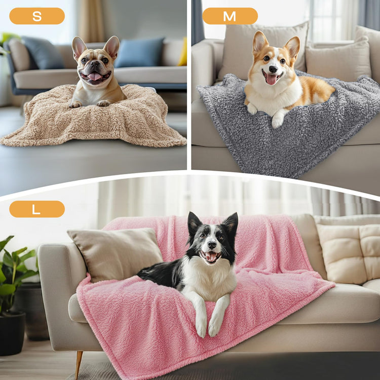 1 Pack 3 Calming Blankets Fluffy Premium Fleece Pet Blanket Soft Sherpa Throw for Dog Puppy Cat Beige Small (23" x16'')