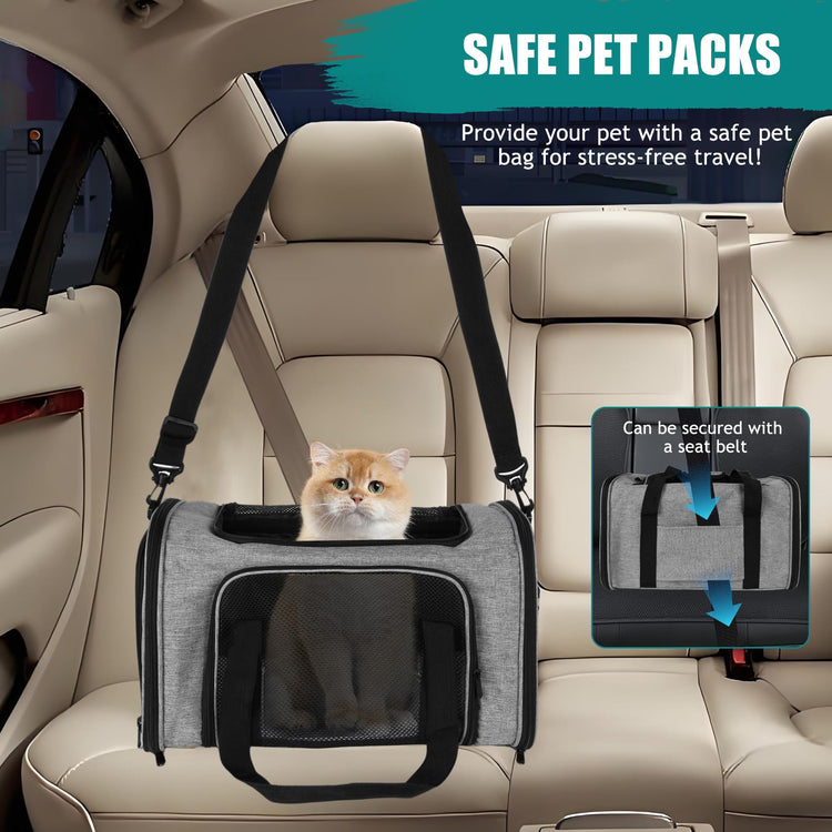 Cat, Dog Carrier for Small Medium Pet Carriers Up to15Lbs, Cats Carrier Soft- Sided Puppy Dogs Bag Portable Foldable Airline Approved Carrier Travel (Green 18 * 11 * 11)