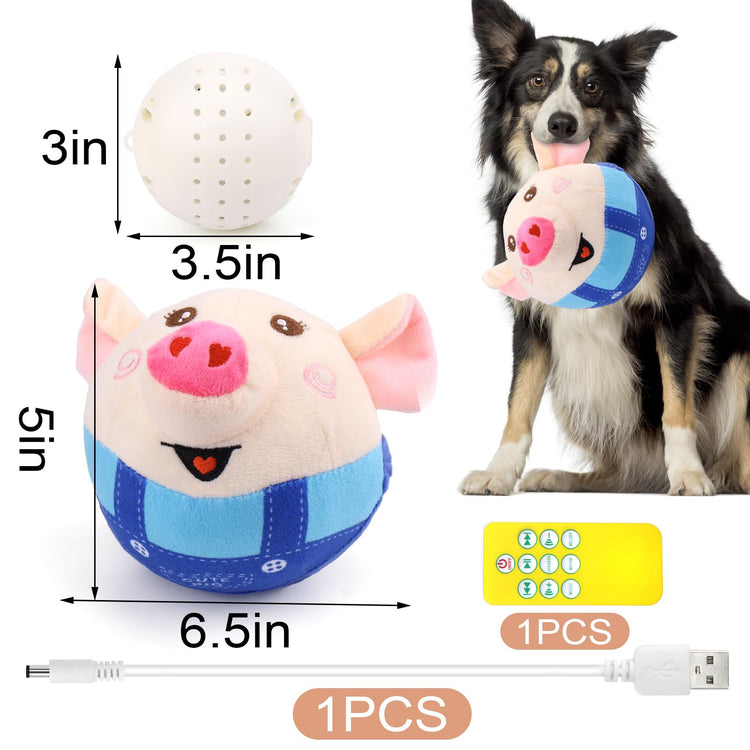 BABORUI Interactive Dog Toys Pig, Jumping Squeaky Dog Toys with Recording and Music Modes, Rechargeable Moving Dog Chew Toys for Small/Medium/Large Dogs to Keep Them Busy(Blue Pig)