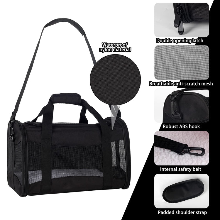 Cat Dog Carriers Soft-Sided Pet Carrier Large Cats for Medium Big Cat Small Dog Puppy up to 16lbs TSA Airline Approved Animal Collapsible Cat Carrier Carriers Travel Carrier Cat Bag (17x11x11)