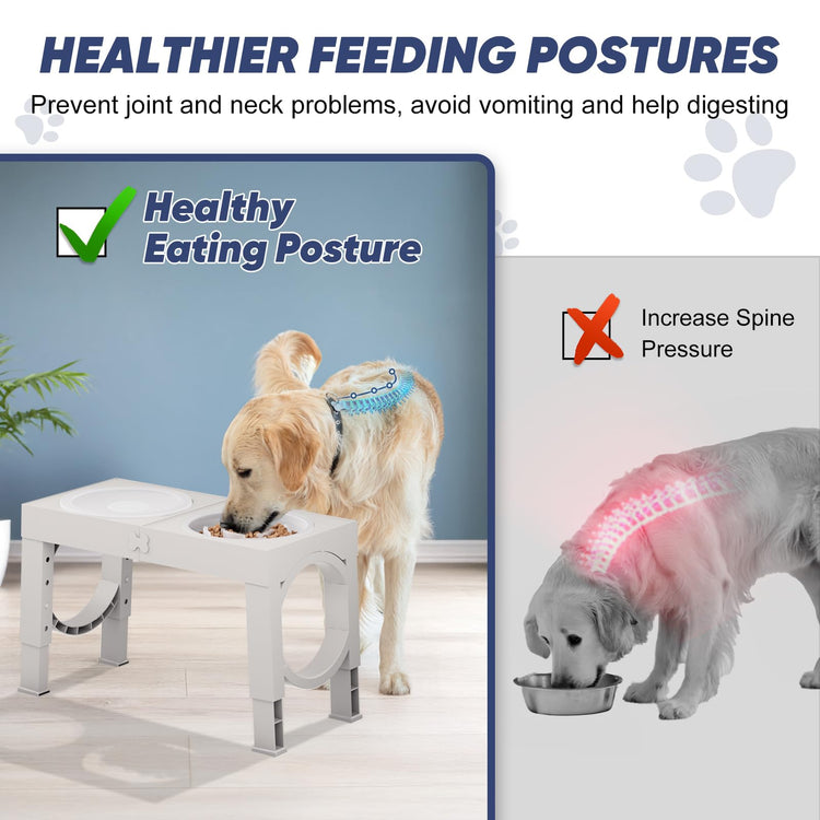 XIAZ Elevated Dog Bowls Large Breed Raised Dogs Bowl Stand Large/Medium Sized Dog Stainless Steel Food Water Bowl Stands 5 Heights Adjustable 9/11/12/14in Black Pet Feeder Dish Station