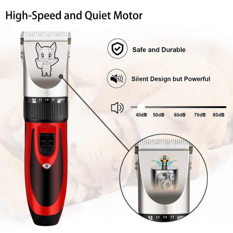 Highdas Dog Clippers for Grooming Low Noise, Cordless Electric Dog Grooming Kit Clippers Rechargeable, Quiet Dog Shaver, Pet Hair Trimmer Kit for Dogs & Cats (Gold)