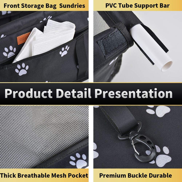 Dog Car Seat Puppy Portable Pet Booster Car Seat with Clip-On Safety Leash and PVC Support Pipe, Anti-Collapse,Perfect for Small Pets