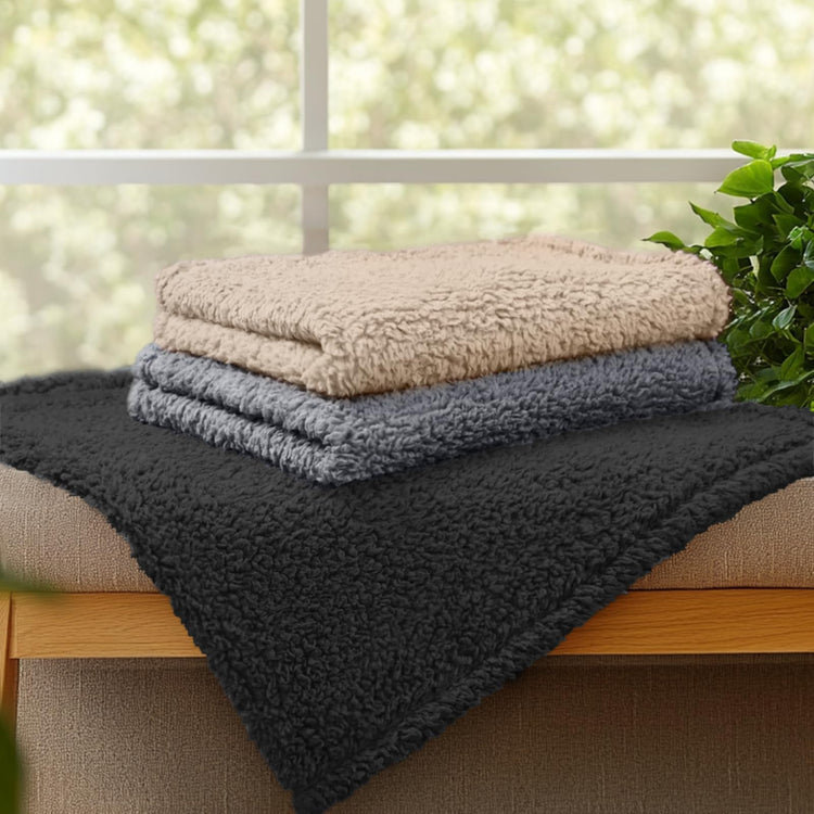 1 Pack 3 Calming Blankets Fluffy Premium Fleece Pet Blanket Soft Sherpa Throw for Dog Puppy Cat Beige Small (23" x16'')