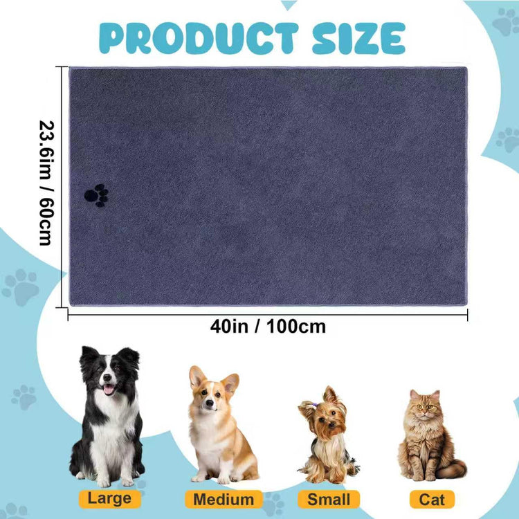 WOUSEDO Microfiber Dog Towels for Drying Dogs,40'' X 23.6'', Super Absorbent and Soft Pet Grooming Towel, Perfect Shower & Bath Supplies for Dogs(2-Pack Grey)