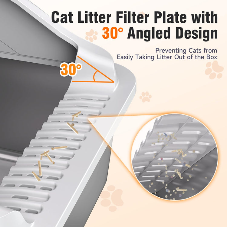 2PACK Stainless Steel Cat Litter Boxes, XL Large Metal Litter Box with High Sides Lid, Odor Free Litter Pan Include Scoop Easy Cleaning Anti-Scratch Kitty Cat Box Anti-Urine Leakage, Non-Sticky