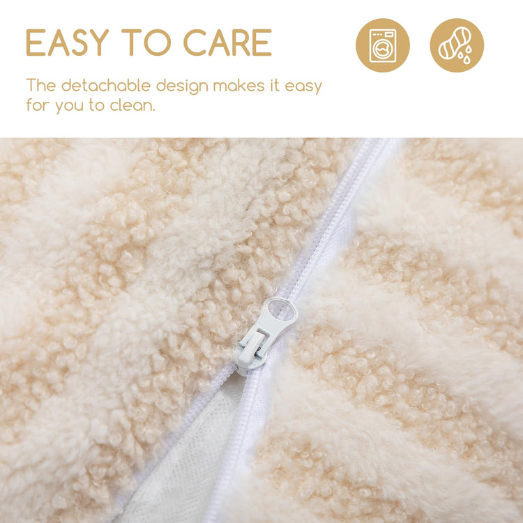 Hollypet Cat Bed Fluffy Plush Multifunctional Double-Layer Machine Washable Soft Warming Kitty Pet Couch Orthopedic Nest Beds for Small Cats Kitten and Dogs up to 13lbs, Khaki(25x20x13 inch)