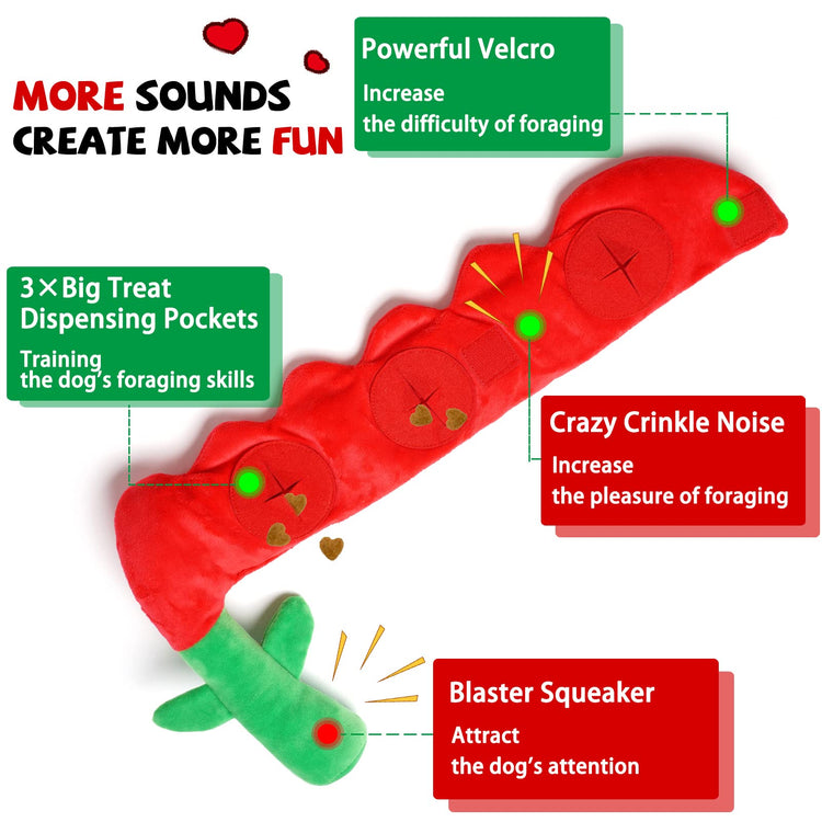 lilfrd Dog Puzzle Toys - Enrichment Squeaky Crinkle Snuffle Treat Dispensing Smart Dog Toys for Boredom and Stimulating, Durable Plush Toys for Large Medium Small Breed - Turtle