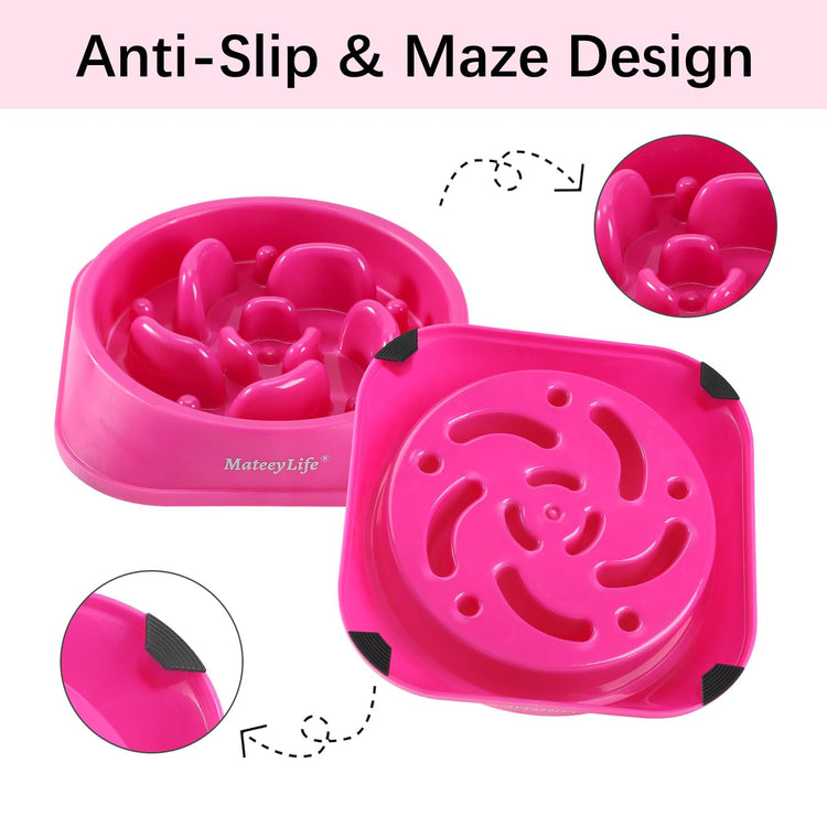 MateeyLife Slow Feeder Dog Bowls 2PCS, Anti-Choking Puzzle Dog Food Bowls, Anti-Slip Interactive Feeding Slow Down Eating, Bloat Stop Maze Dishes for Medium Breeds
