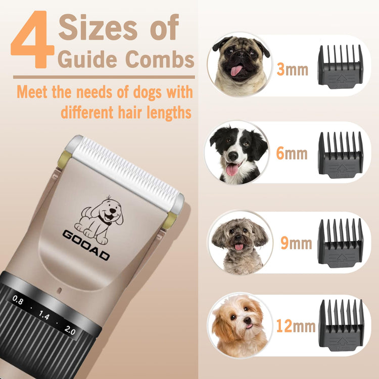 Dog Clippers for Grooming,Dog Grooming Kit for Heavy Thick Hair&Coats/Low Noise Rechargeable Cordless Hair Trimmer/Pet Shaver with Paw Trimmer for Small & Large Dogs Cats