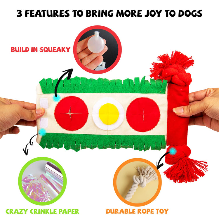 lilfrd Dog Puzzle Toys - Enrichment Squeaky Crinkle Snuffle Treat Dispensing Smart Dog Toys for Boredom and Stimulating, Durable Plush Toys for Large Medium Small Breed - Turtle
