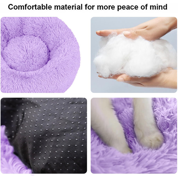 Dog Bed for Small Medium Large Dogs Cats, 20 inch Calming Washable-Round Cozy Soft Pet Bed for Puppy and Kitten with Slip-Resistant Bottom