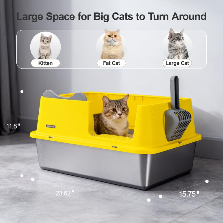 Upgraded Fully Enclosed Cat Litter Box with Lid, Covered Cat Box Enclosure, Anti-Splashing Easy to Clean Kitty Litter Boxes with Drawer, 3 Modes can Use from Kitten to Adult(White&Grey)