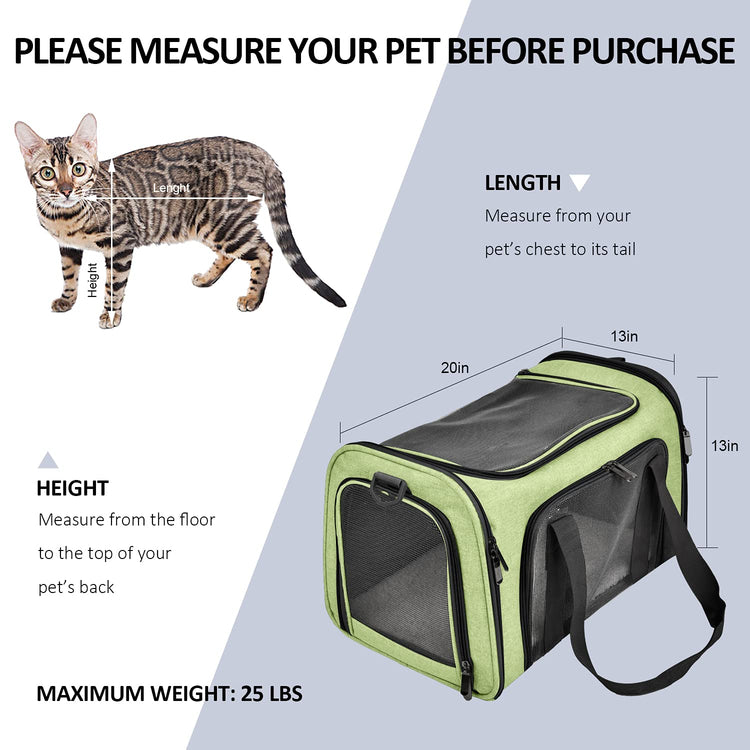Henkelion Cat Carriers Dog Carrier Pet Carrier For Small / Medium Cats Dogs Puppies (Up To 15lbs), TSA Airline Approved Small Dog Carrier Soft Sided, Collapsible Waterproof Travel Puppy Carrier - Grey