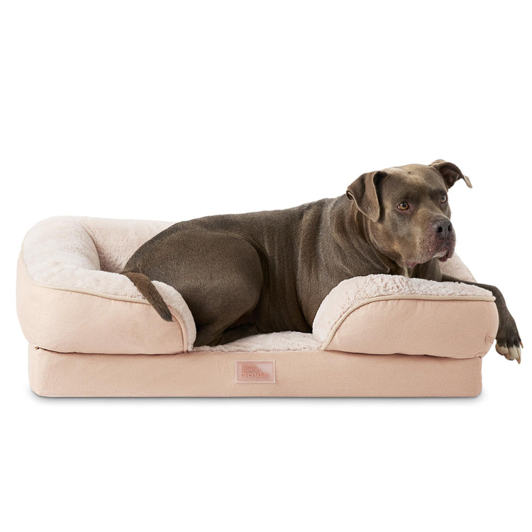 Town & Country Everyday CuddleTown Comfy Solid Bolster Sofa Pet Bed, Supportive & Calming Egg Crate Foam, Non-Slip Bottom, Machine Washable Cover, Grey, Medium 28"x23"x8"