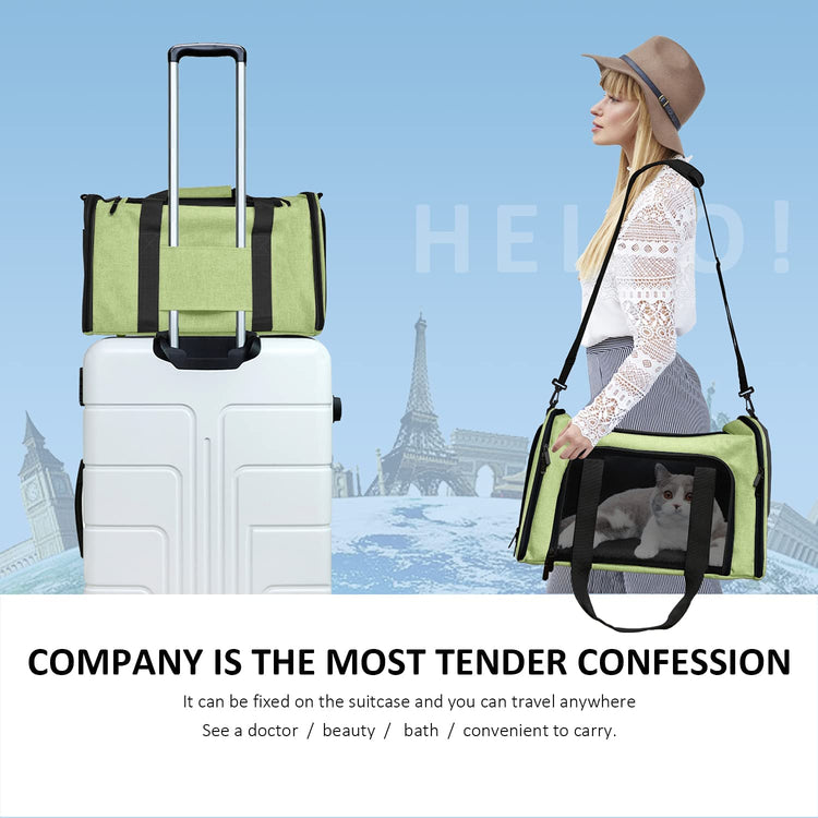 Henkelion Cat Carriers Dog Carrier Pet Carrier For Small / Medium Cats Dogs Puppies (Up To 15lbs), TSA Airline Approved Small Dog Carrier Soft Sided, Collapsible Waterproof Travel Puppy Carrier - Grey