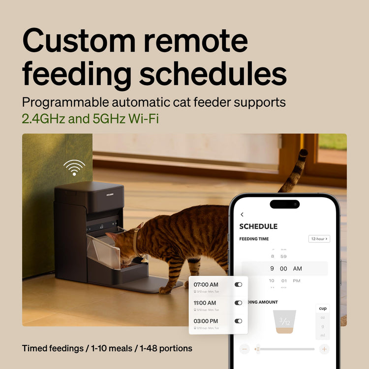 PETLIBRO RFID Automatic Cat Feeder, Collar Tag-Activated Personalized Meals, 5G&2.4G Wi-Fi Programmable Cat Food Dispenser with Cats Recognition & Diet Tracking for Multi-Pet Homes and Different Diets