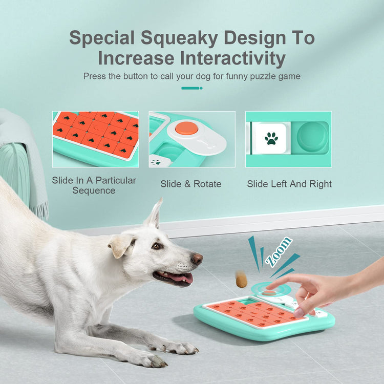FOXMM Interactive Dog Treat Puzzle Toys for IQ Training & Mental Stimulating,Fun Slow Feeder,Large Medium Small Dogs Enrichment Toys with Squeak Design