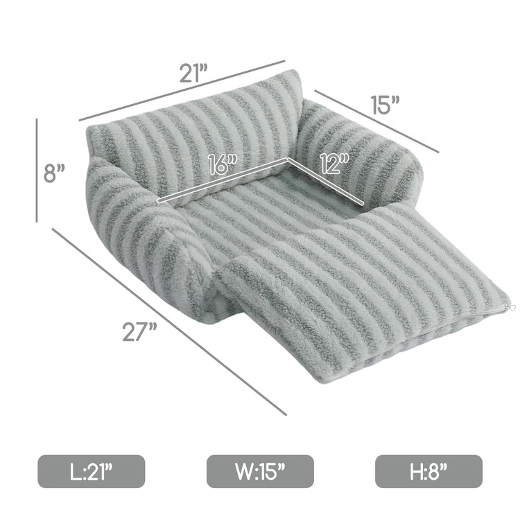 Hollypet Cat Bed Fluffy Plush Multifunctional Double-Layer Machine Washable Soft Warming Kitty Pet Couch Orthopedic Nest Beds for Small Cats Kitten and Dogs up to 13lbs, Khaki(25x20x13 inch)