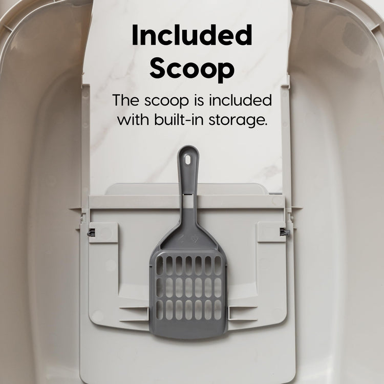 IRIS USA Cat Litter Box Large with Front Door Flap, Covered Enclosed Litter Box Enclosure with Scoop, Handle & Buckles for Portability & Privacy, Hidden Litter Pan, Navy