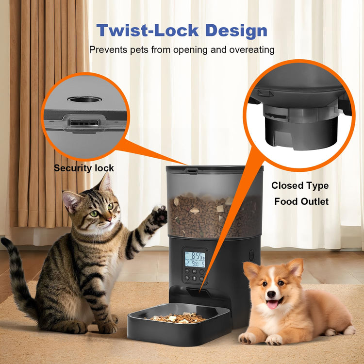 ANDOLL HOME Automatic Cat Feeder, 4L Cat Food Dispenser with 10s Voice Recorder, Pet Feeder up to 8 Meals per Day, Timed Dog Feeder with Dry Food Sealed Ring