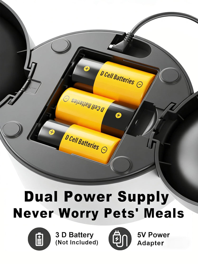 Automatic Cat Feeder, 2.4GHz WiFi Automatic Dog Food Dispenser, Fresh Protection, 4.5L Timer Feeder, Personalized Recording 10 Seconds, Easy to Clean, Stainless Steel Bowl (Double/Black)