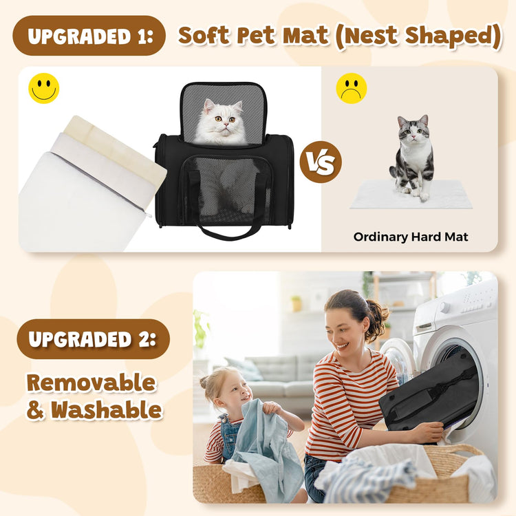 Cat Carrier Soft for Pets Up to 15 Lbs, Cat Travel Bag Soft-Sided with Padded Shoulder Strap, Pet Dog Carriers for Small Dogs Travel Puppy Carry Airline Approved, Pink