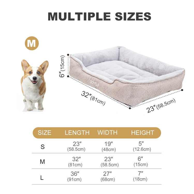 JOYELF Rectangle Dog Bed Calming Cat Bed Sofa, Cute Fluffy Pet Couch Bed for Medium Dogs and Cats - Medium(Upgraded Version)