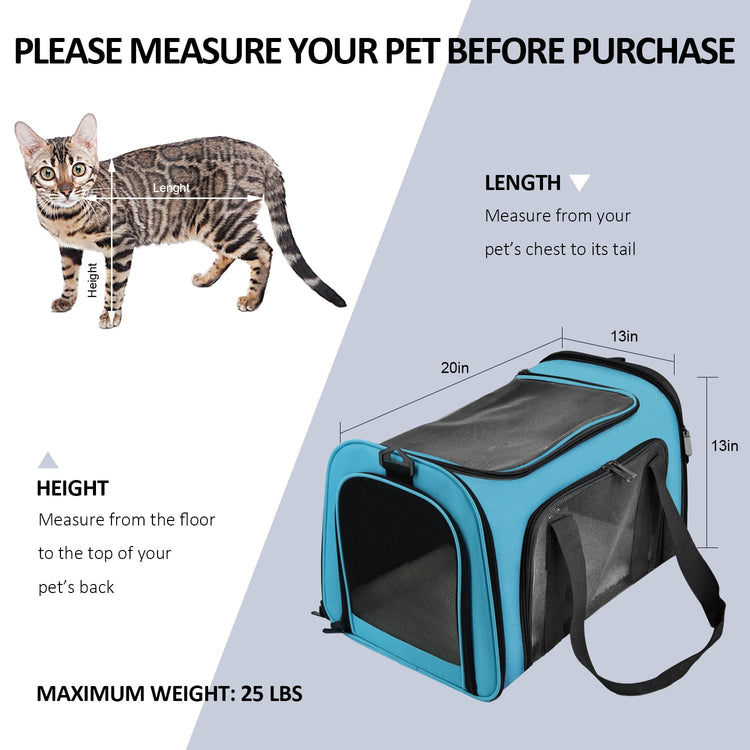 Henkelion Cat Carriers Dog Carrier Pet Carrier For Small / Medium Cats Dogs Puppies (Up To 15lbs), TSA Airline Approved Small Dog Carrier Soft Sided, Collapsible Waterproof Travel Puppy Carrier - Grey