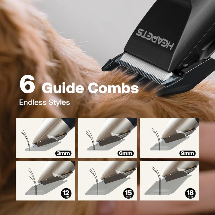 HEAPETS Dog Grooming Clippers, Low Noise, Electric Quiet, Adjustable Clipper Comb, Rechargeable Cordless Dog Hair Clippers for Dogs Cats Pets, Gold