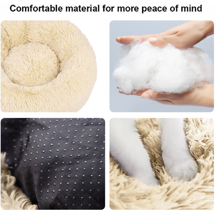 Dog Bed for Small Medium Large Dogs Cats, 20 inch Calming Washable-Round Cozy Soft Pet Bed for Puppy and Kitten with Slip-Resistant Bottom