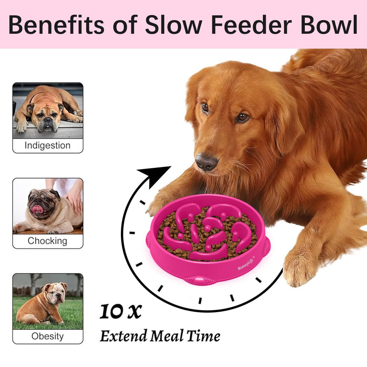 MateeyLife Slow Feeder Dog Bowls 2PCS, Anti-Choking Puzzle Dog Food Bowls, Anti-Slip Interactive Feeding Slow Down Eating, Bloat Stop Maze Dishes for Medium Breeds