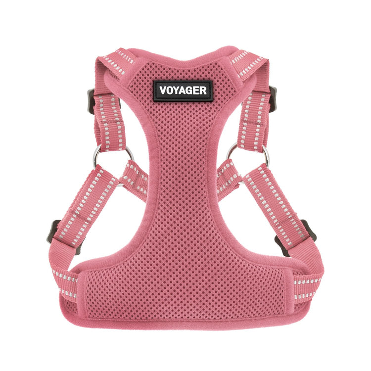 Best Pet Supplies Voyager Adjustable Step-in Flex Breathable Mesh Dog Harness for Small Medium Large Dogs Leash Set (Purple), M