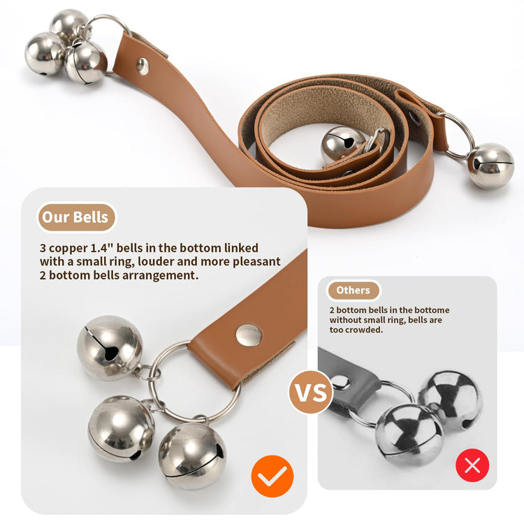 Luckyiren Upgraded Puppy Bells Dog Doorbells for Door Knob/Potty Training/Go Outside-Dog Bells for Puppies Dogs Doggy Doggie Pooch Pet Cat for Dog Lovers-Premium Quality-3 Snaps for Length Adjustment