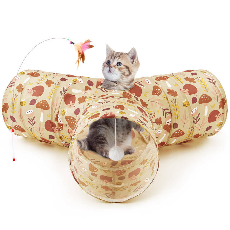 Tempcore Pet Cat Tunnel Tube Cat Toys 3 Way Collapsible, Tunnels for Indoor Cats，Kitty Bored Peek Hole Toy Ball Cat, Puppy, Kitty, Kitten, Rabbit