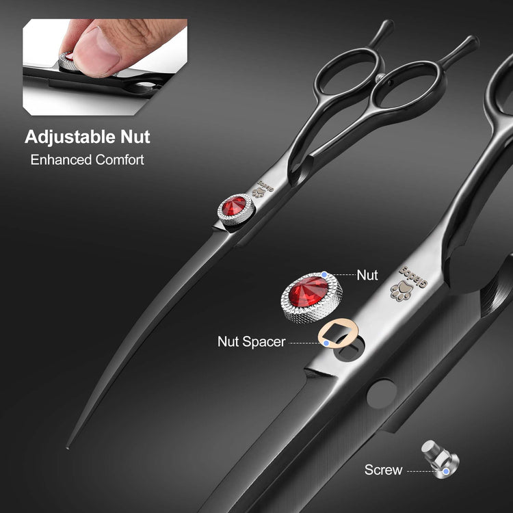 GLADOG Professional 5 in 1 Dog Grooming Scissors Set with Safety Round Tips, Sharp and Heavy-duty Pet Grooming Shears for Cats