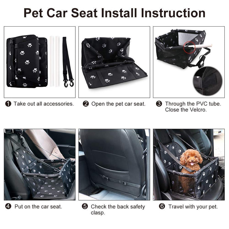 Myuilor Pet Dog Car Booster Seat Carrier,Portable Foldable Carrier with Seat Belt for Dog Cat up to 30lbs …