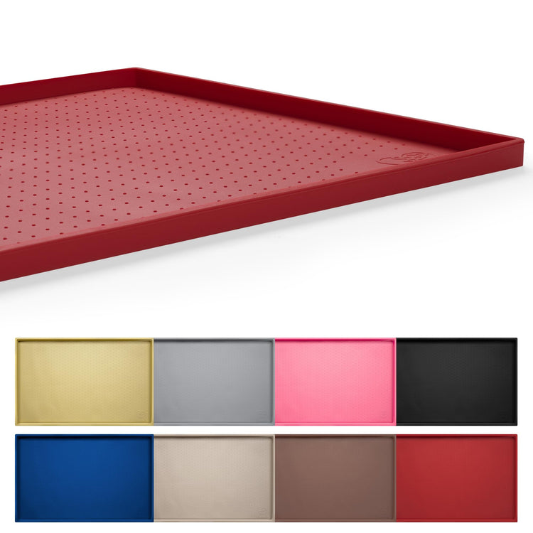 Hubulk Dog Feeding Mat,100% Waterproof Food Grade Silicone Pet Food and Water Bowl Placemat,Dishwasher, High Raised Edge to Prevent Spills,Nonslip Tray to Stop Messes on Floor (19"x12"x0.5", Grey)